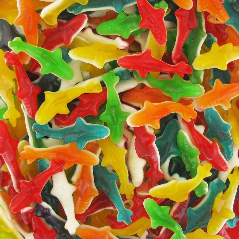 Requins gélifiés lisses colorés